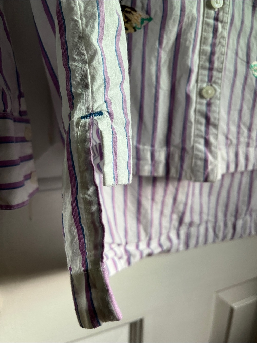 Maeve Lavender and White Striped Button-Down with Butterfly Embroidery - Picture 9 of 9